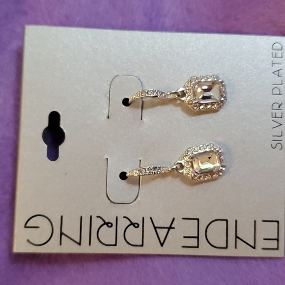 Silver Plated Crystal Earrings - Picture 3 of 4